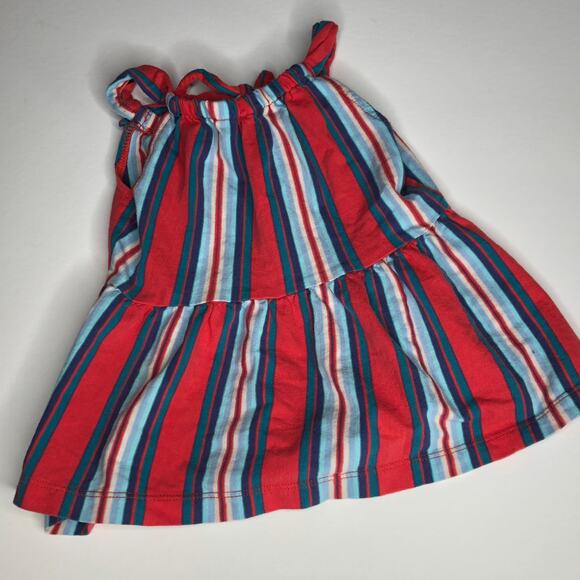 Tea Collection Red Blue Striped Sleeveless Top Dress 2 - Picture 1 of 5